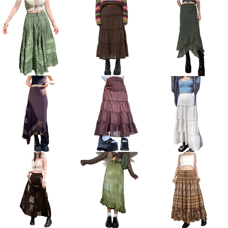 Женская юбка с высокой талией трапециевидная в стиле Харадзюку принтом | одежда