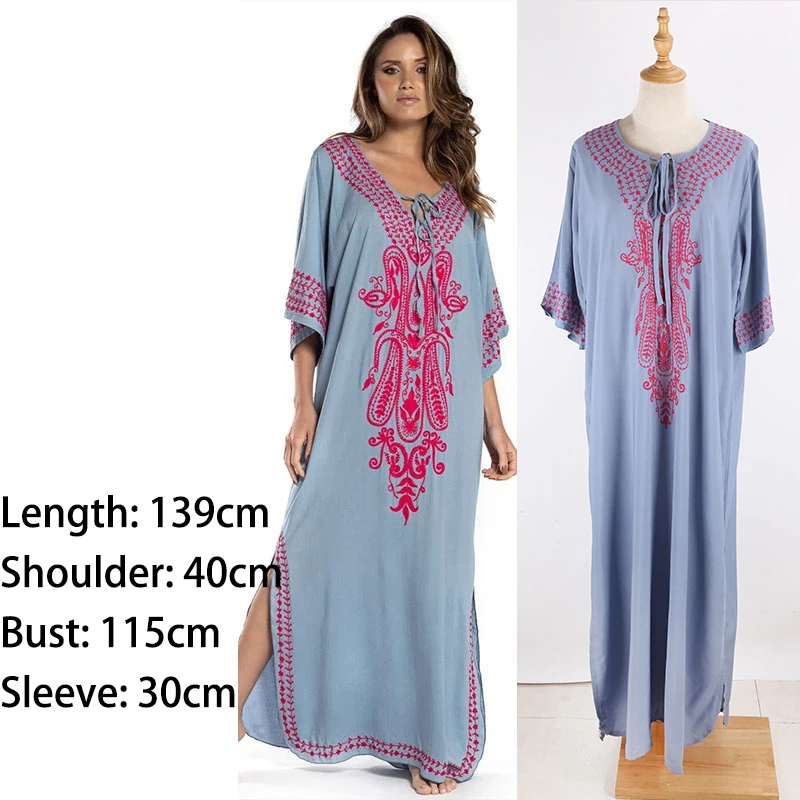Летнее пляжное длинное платье с вышивкой Fitshinling 2020 винтажные свободные прямые