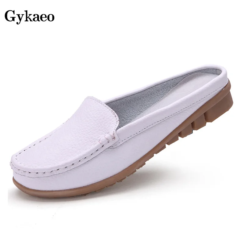 Шлепанцы Gykaeo женские из натуральной кожи сандалии на плоской подошве Элегантная