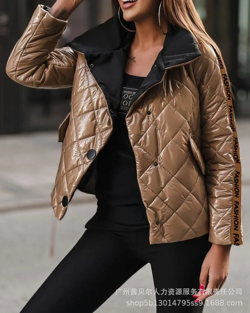 

Women's autumn and winter shorts jacket coat lapel cotton jacket