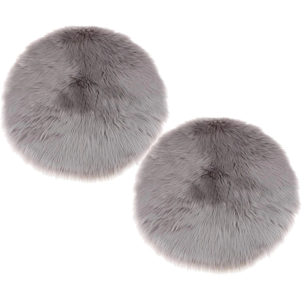 

2 Pcs Round Shaggy Rugs Soft Living Room Bedroom Rug Mat Gray