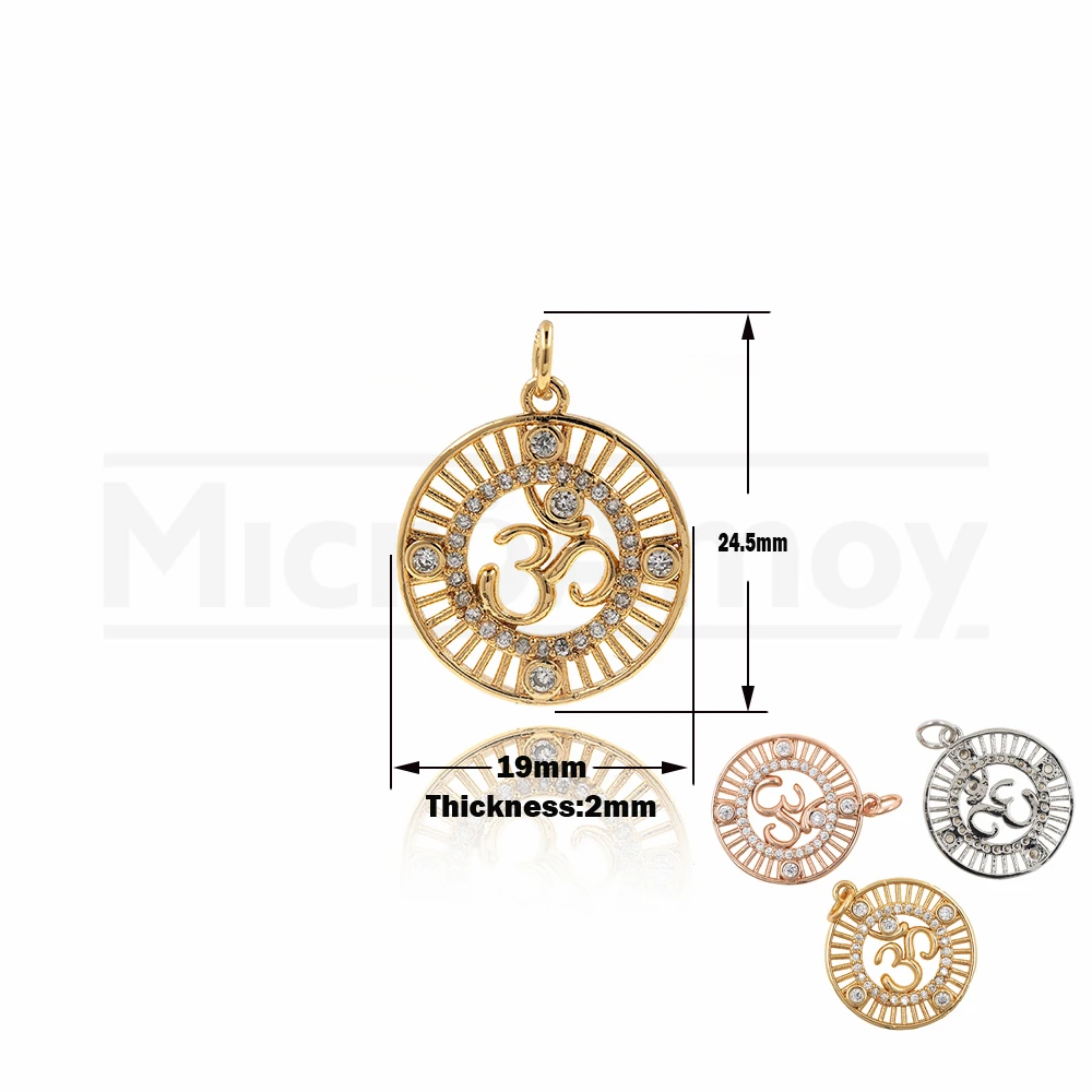 

OM Pendant Cubic Zirconia Ohm Necklace Gold Plated Nickel Free Jewellery Yoga Jewelry 24.5x19x2MM