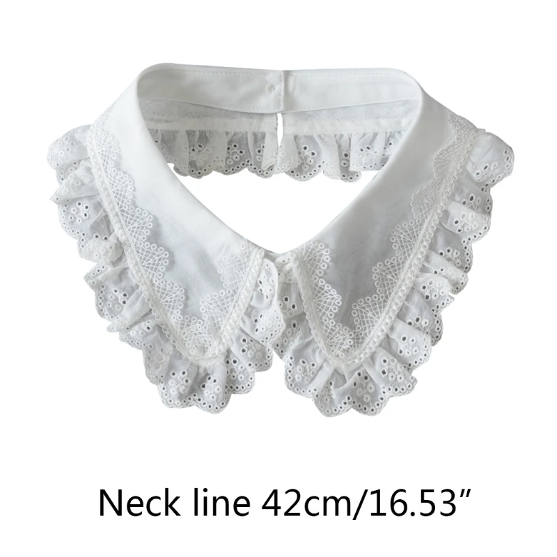 

Spring Detachable Fake Collar Half Shirt Dickey Ruffles Floral Lace Trim Pleated Necklace Choker Decorative Mini Poncho