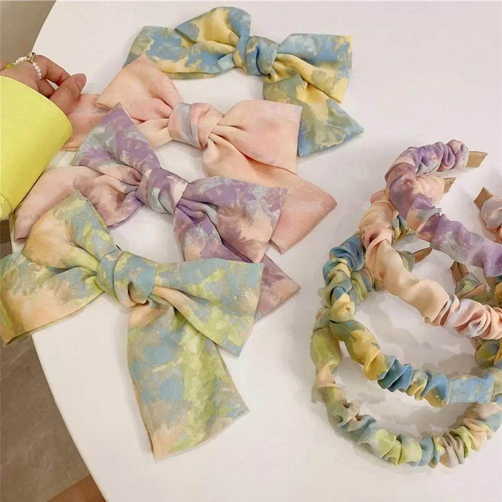

Geometric Fantasy Color Hair Band Korean Girlish Style Color INS Wind Bowknot Fabric Hair Band