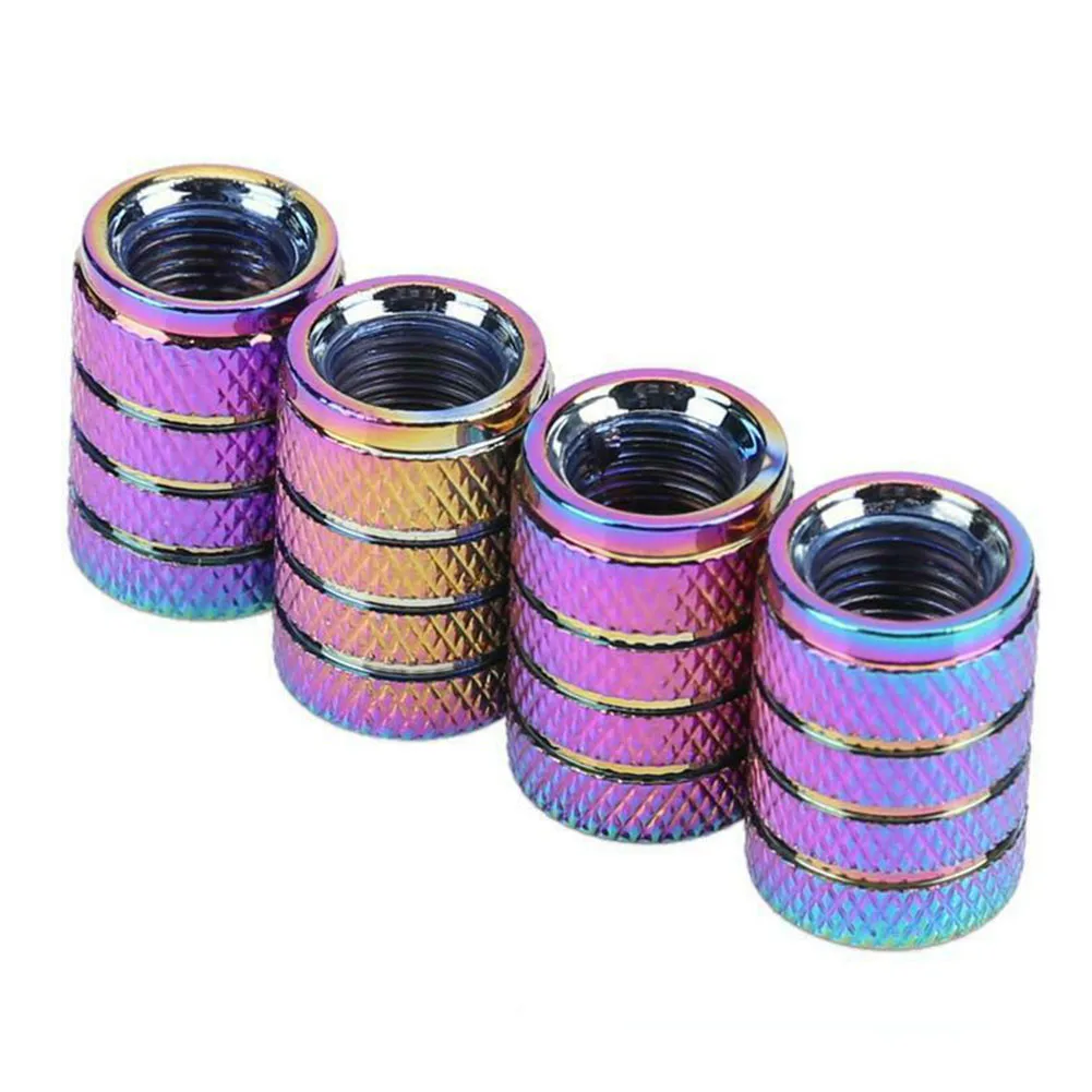 

4Pcs Rainbow Color Aluminum Alloy Tyre Valve Cap Car Wheel Tire Tyre Valve Rim Stem Cap Style Cover Motorcycle Replacement Part