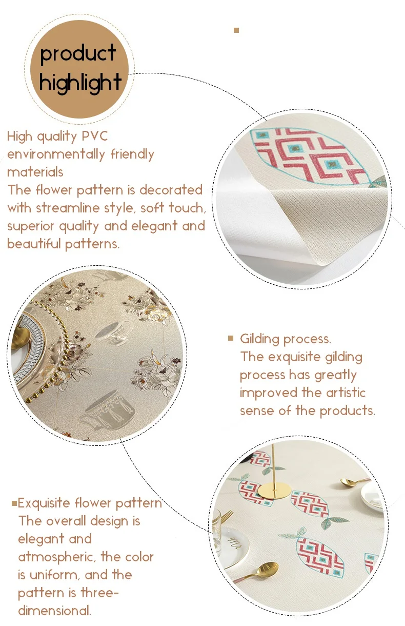 PVC Tablecloth Waterproof Anti-scalding Oil-proof Table Mat Wash-free Nordic Tablecloth Coffee Table Mat Printed Tablecloth