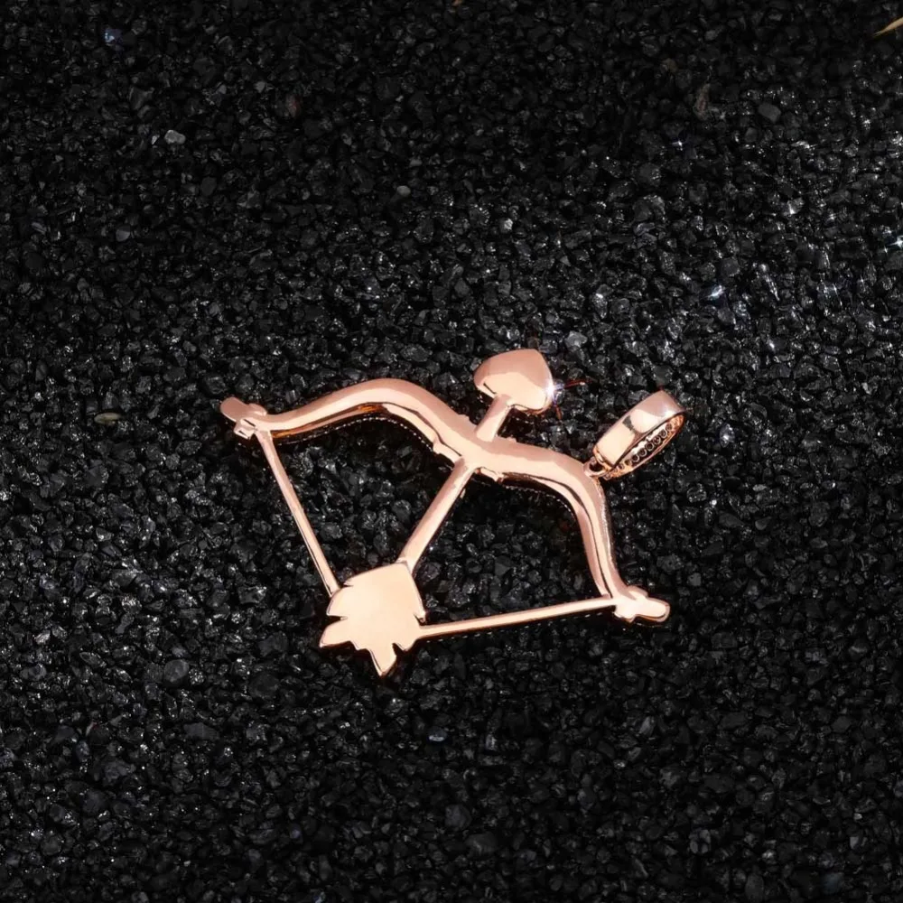 Дизайн Iced Out лук и кулон-Стрела Твердые сзади ожерелье хип хоп золотой серебряный цвет мужские/женские очаровательные цепи ювелирные изделия