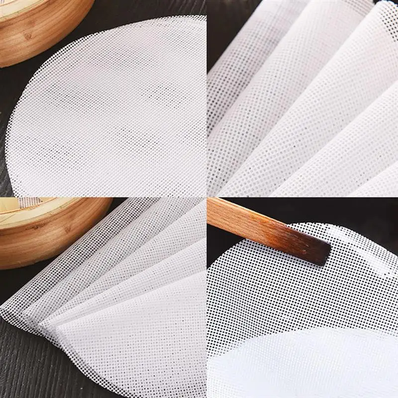 

28/35cm 1Pcs Reusable Kitchen Silicone Steamer Mesh Non-Stick Pad Round Shape Dumplings Mat Buns Baking Pastry Dim Sum Mesh