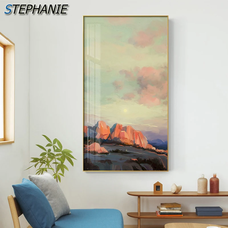 

Nordic Landscape Poster Print Desert Mountain Colorful Clouds Wall Art Picture for Living Room Abstract Sky Wall Canvas Painting