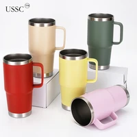 ussc 20oz new 304 stainless steel thermos cup handle cup vacuum cup portable car cup business handy cup simplicity hz041