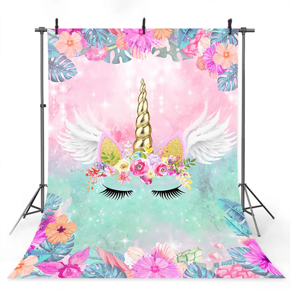MOCSICKA фон для фотосъемки с единорогом розовый фиолетовый цветочный Единорог на