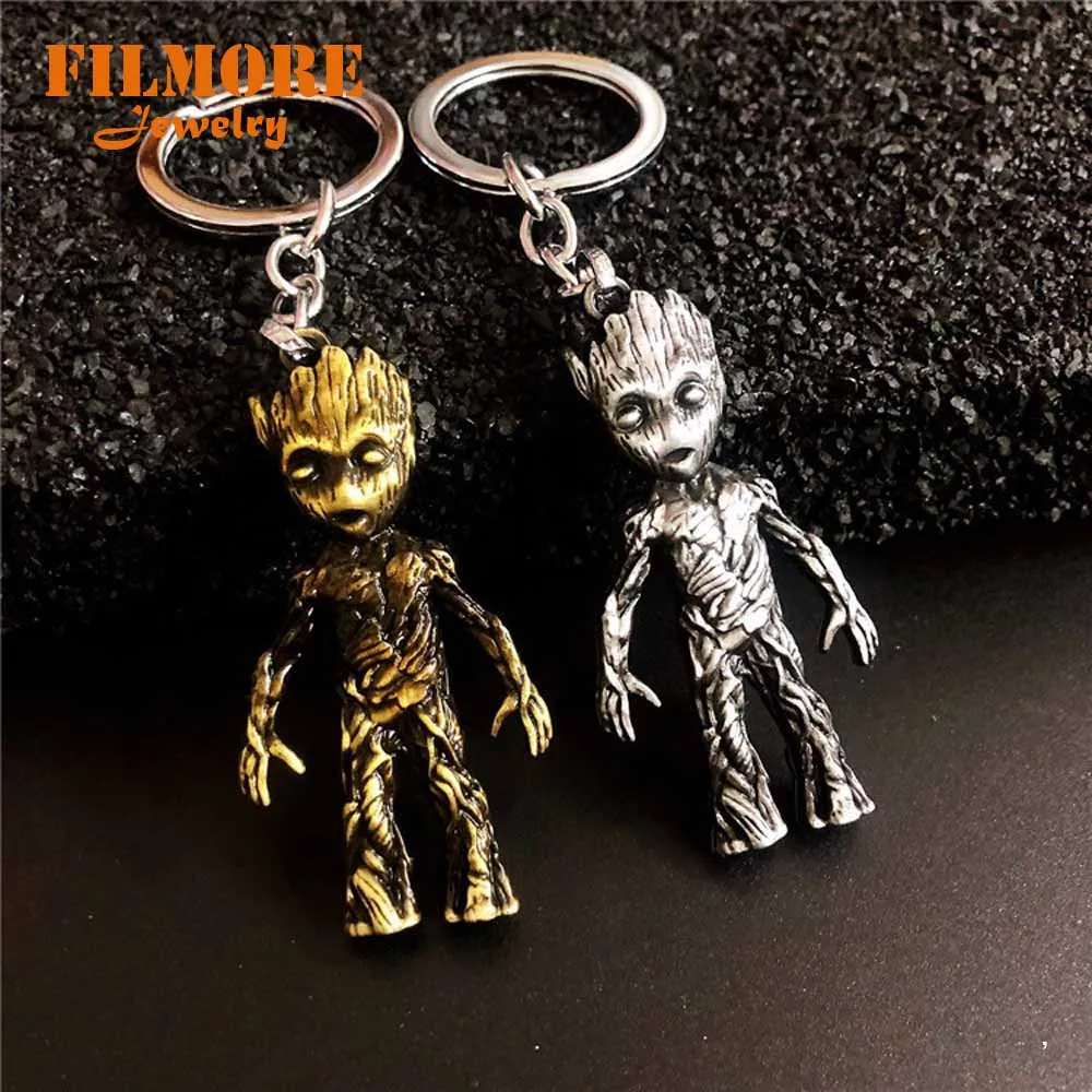 Брелок для ключей стражи Галактики фигурка дерева Мужская игрушка 3D брелок с