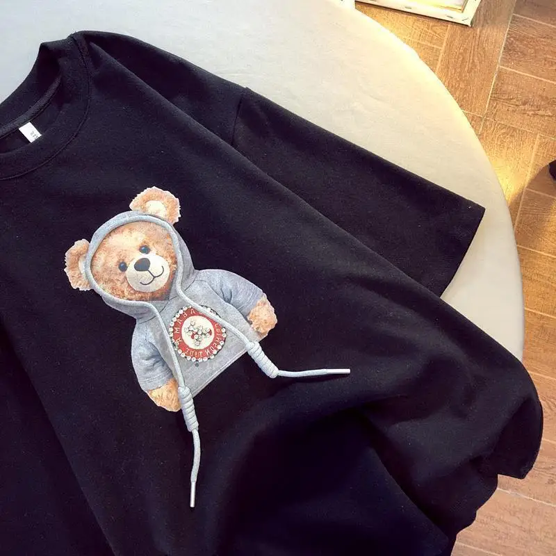 

Oversized Bear Cub Printed Tee T-shirt Short Sleeve Y2k Top Shirts Summer Clothes Women Beautiful Blouses Fashion Tees 2021