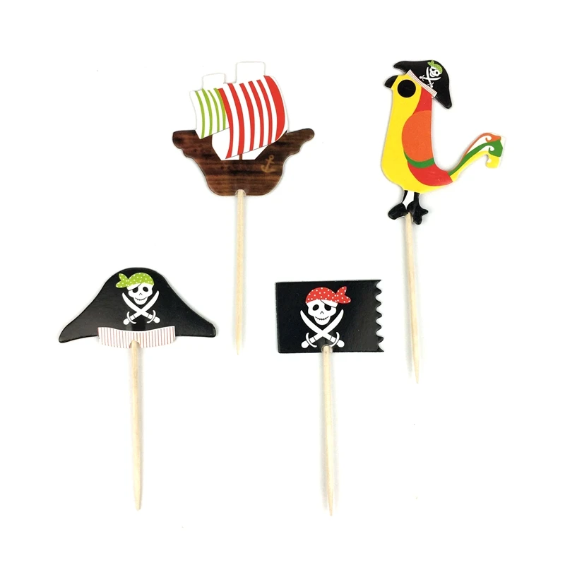 24 шт./лот пиратские Мультяшные бумажные обертки для капкейков топперы детской