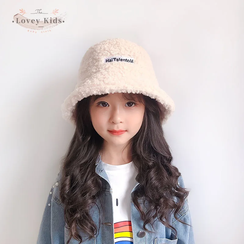 

2021 Autumn Children's Wool Bucket Hats Baby Girls Boy Letter Embroidery Fashion Simple Sun Cap Toddler Teen Accessories