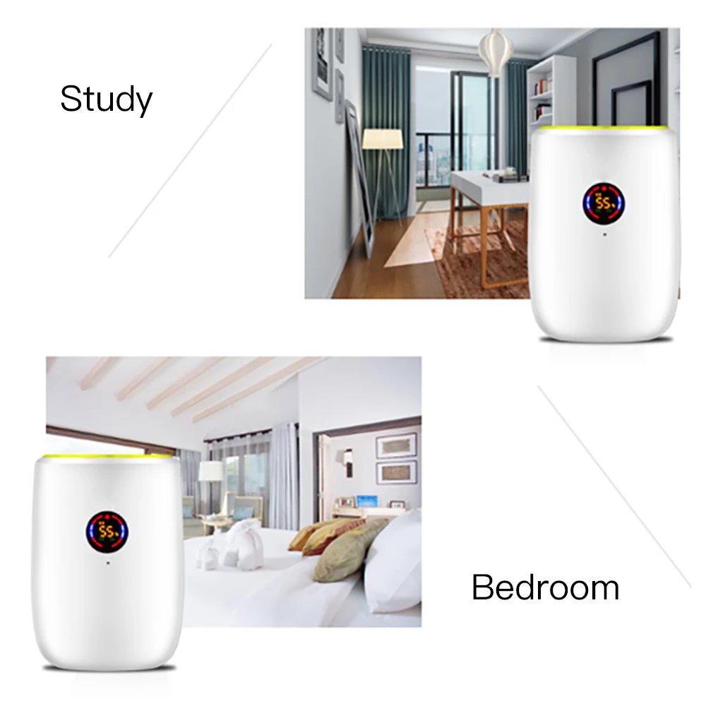 

800ML Air Dehumidifier Purifier LCD Display Screen Moisture Absorbent Machine Low Noise Power Saving with Auto-Off Led Indicator