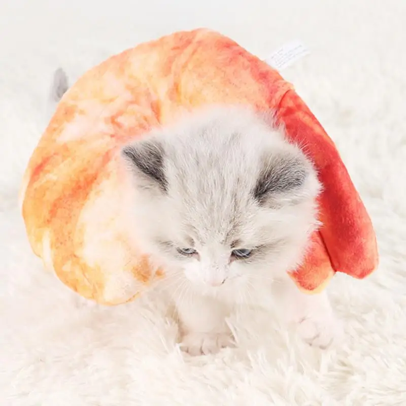 Dorakitten 1pc Pet Chew Toy Plush Shrimp Shape Squeaky Kitten Play Toy Puppy Cat Interactive Toy Pet Supplies Pet Accessories images - 6