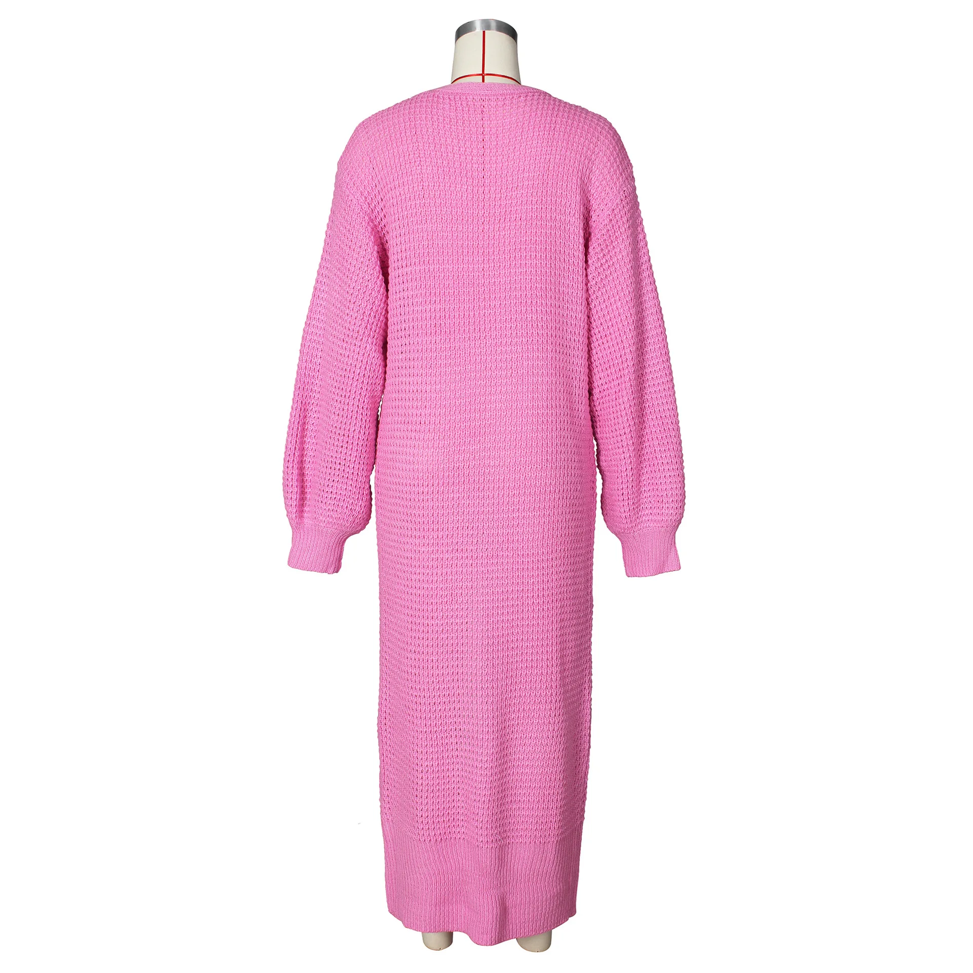 ANJAMANOR Solid Knitted Oversized Long Cardigan Sweaters for Women Fashion Casual Coat Pink White Outwear Dropshipping D48-FA56 images - 6