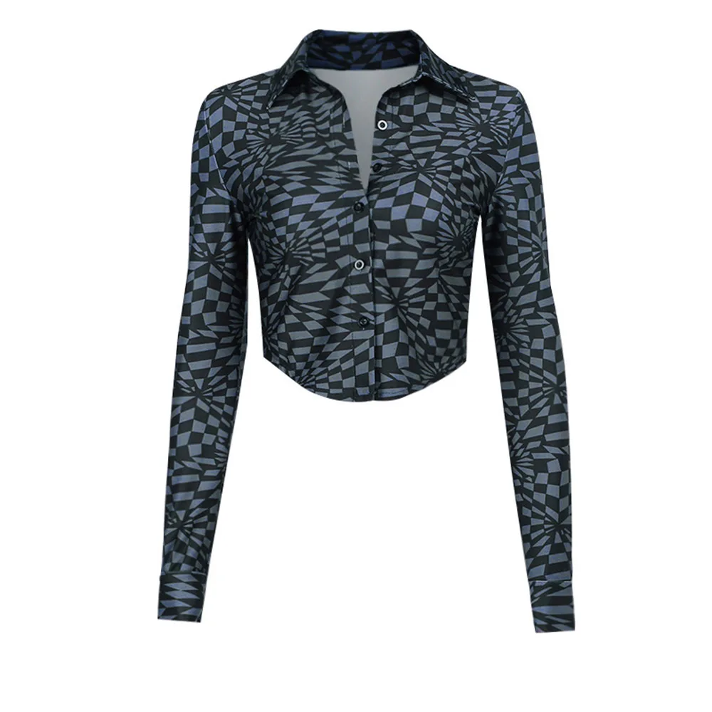 Женская Асимметричная блузка с принтом Готическая отложным воротником и длинным