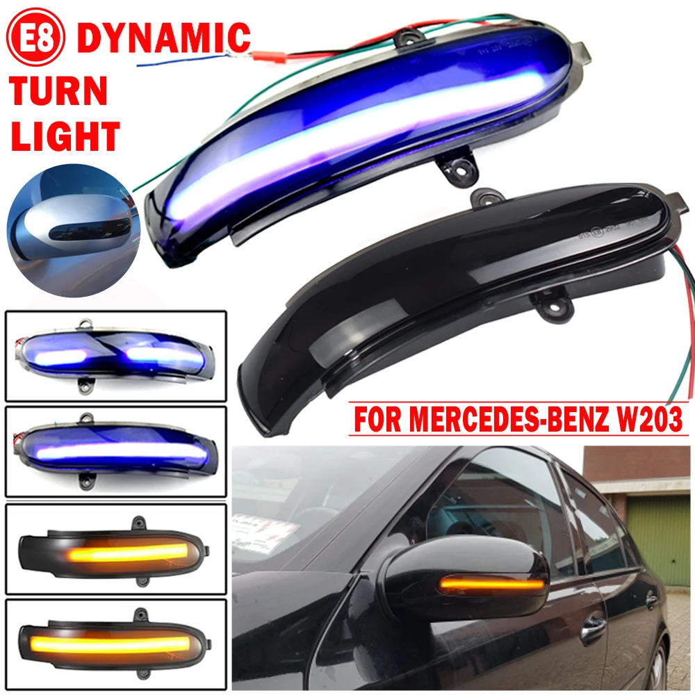 

New For Mercedes Benz Class W203 S203 CL203 LED Dynamic Car Blinker Side Mirror Marker Turn Signal Lights Lamp Accessories