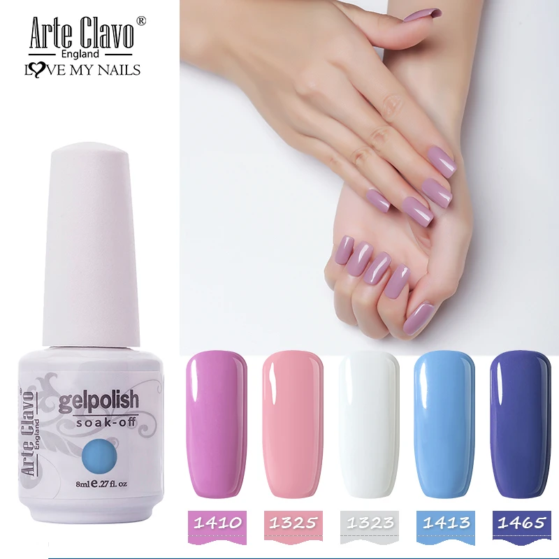 Arte Clavo Гель лак светодиодный ногтей Led UV 85 цветов 8 мл Esmalte Soak Off базовое верхнее