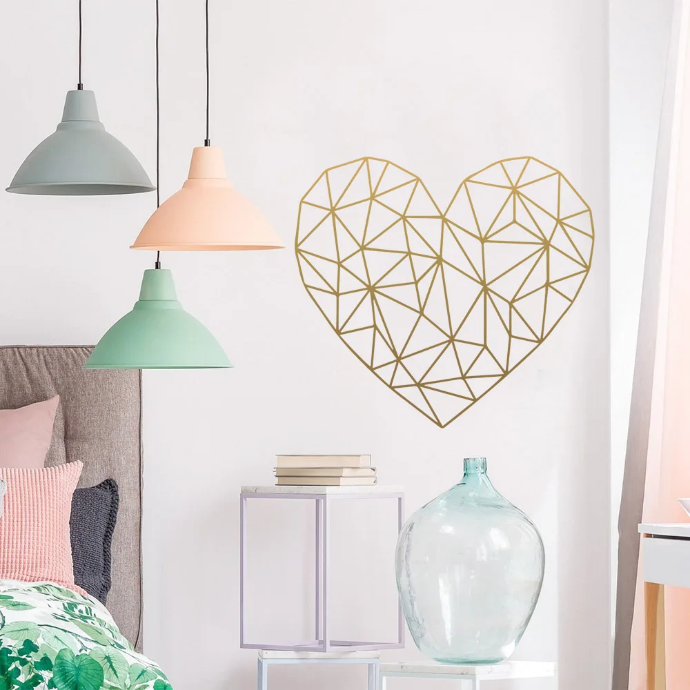 Скандинавский стиль геометрия стикер на стену в форме сердца для спальни декор