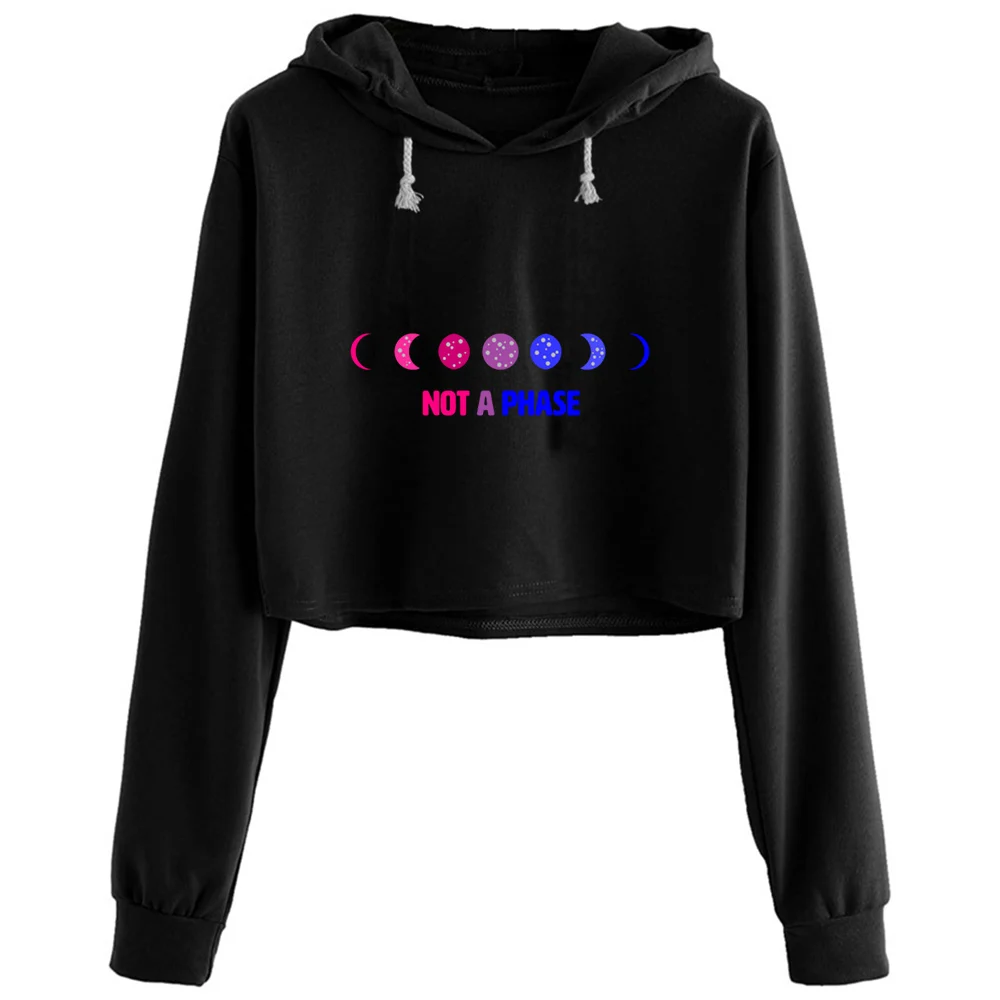 

Bisexual Pride Crop Hoodies Women Kpop Korean Y2k Kawaii Pullover For Girls