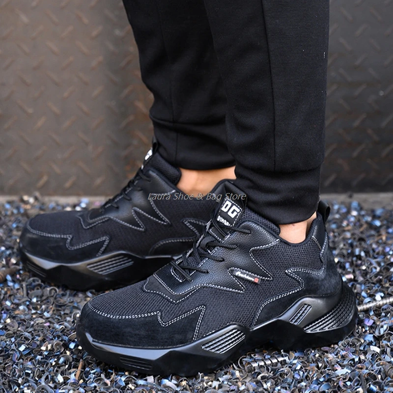 

2021 New Shoes Safety Boots For Men Steel Toe Cap Shoes Working Boots Anti-Smashing Shoes Lightweight Boots Comfortable Footwear