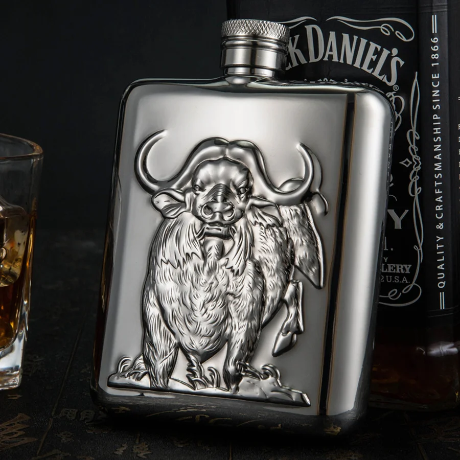 Портативная плоская фляжка из нержавеющей стали уличная металлическая бутылка