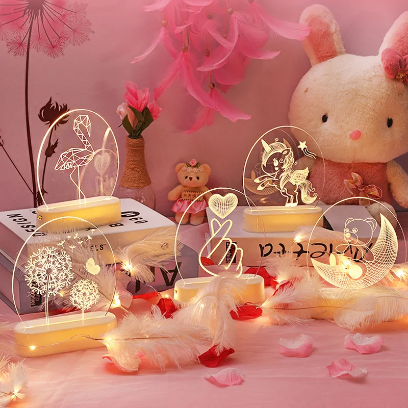 Светодиодный ко Дню Святого Валентина лампа любящее сердце 3D висящий цифровой