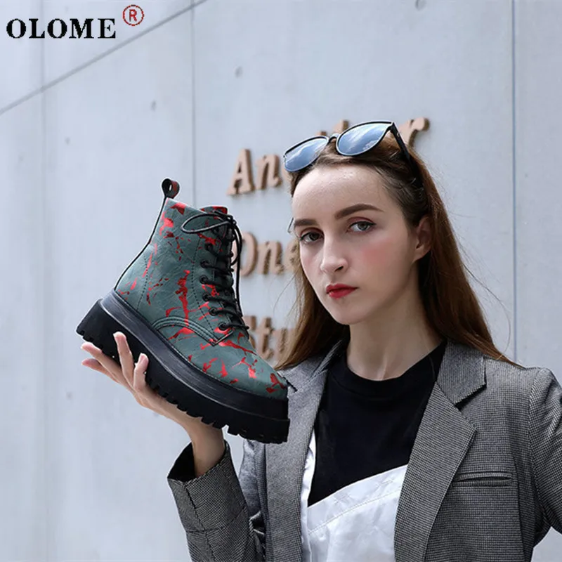 

High Quality Leather Platform Boots Women's Motorcycle Casual Shoes 2021 Winter Fashion Boots