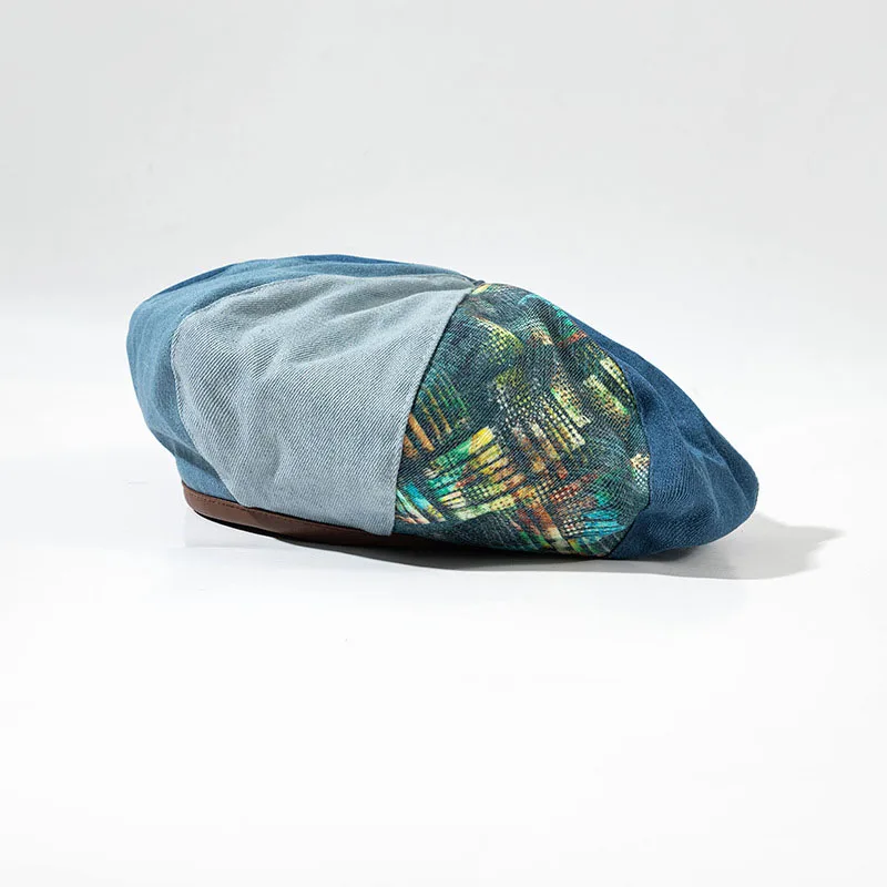 

Ретро осенне-зимний берет с цветными блоками восьмиугольная шапка модная шапка художника Повседневные шапки из хлопка и льна с тыквой