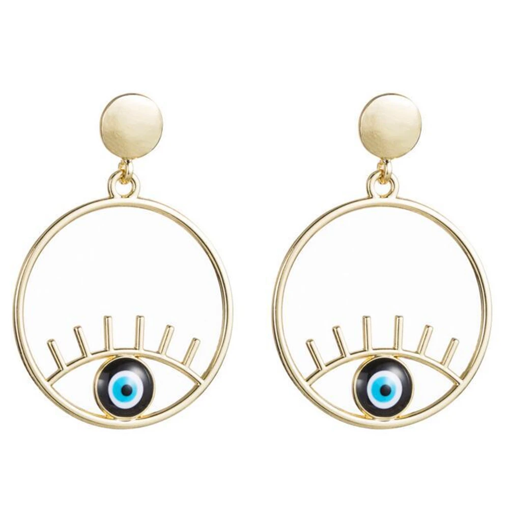 

1 Pair Blue Eye Big Statement Earring Punk Exaggerated Dripping Oil Turkish Eye Drop Earring Party Jewelry Accessories