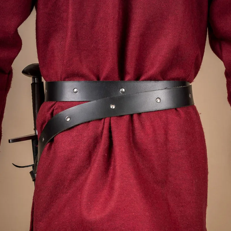 Кожаный ремень в средневековом стиле рыцаря викингов мужской ножной Кард