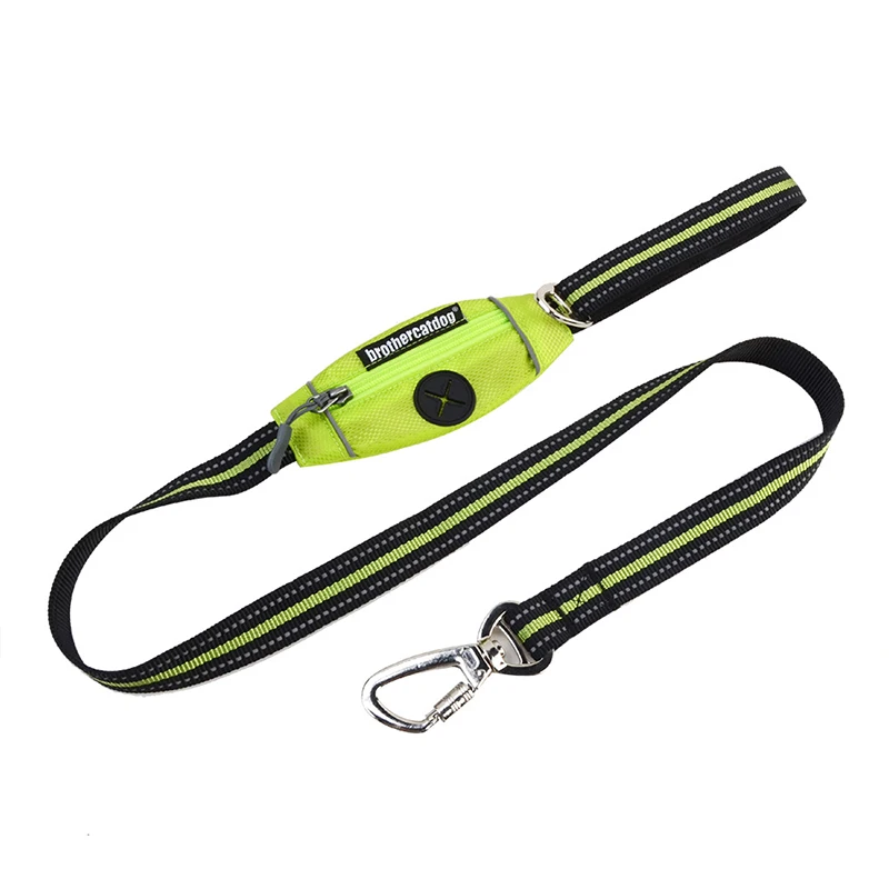 Светоотражающий Поводок для собак с карманом мусора нейлоновая поводок прогулок