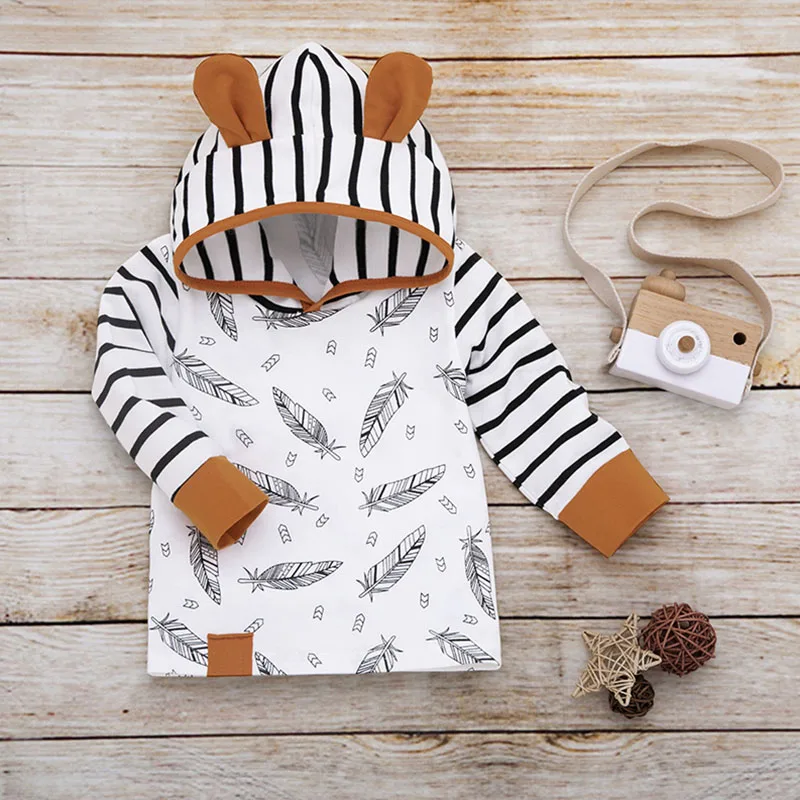 

Two-piece Spring Autumn Casual Baby Striped Hoodie Printing Long Sleeve Hoodie And Trousers Kid Outfit Set