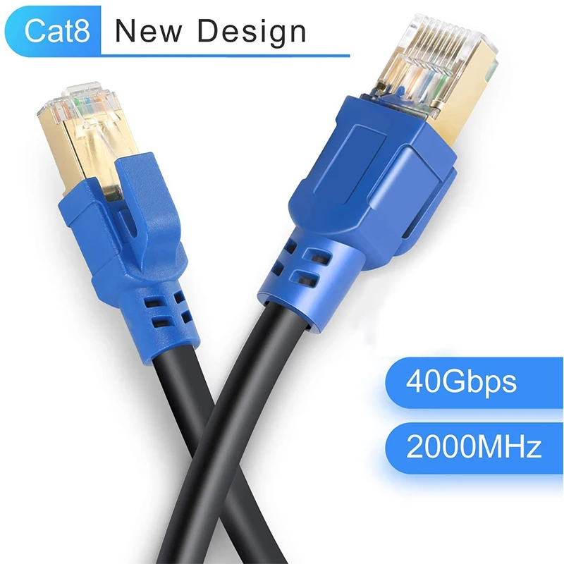 

Cat8 Ethernet Cable 26Ft,Internet Network Cord,40Gbps 2000Mhz LAN Wires for RJ45 Connector for ,Modem,Gaming,Router
