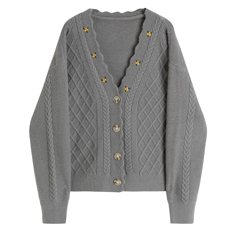 Женский вязаный кардиган на пуговицах повседневный свободный трикотажный