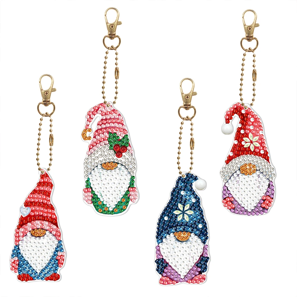 4/5pcs DIY Full Special-shaped Drill Diamond Painting Keychain Cartoon Animal Women Bag Pendant Keyring Decor Art Craft Gifts