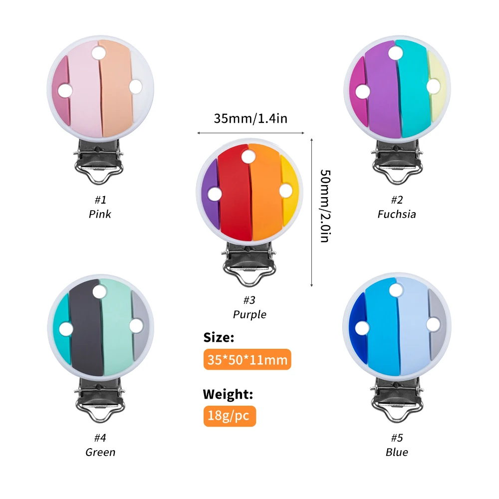 Sunrony-Pinzas de cuentas de silicona para beb&eacute;, cadena de dentici&oacute;n de beb&eacute;, dibujos animados, grado alimenticio, sin BPA, producto para el Cuidado Oral, 10 Uds.-4