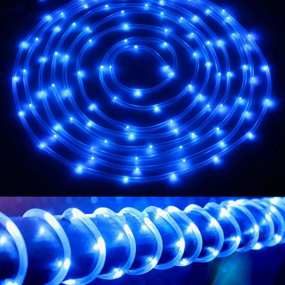 Rope Tube Solar Power LED Light String Holiday Christmas Garland LED Fairy Light Outdoor Waterproof Wedding Party Xmas Tree Lamp