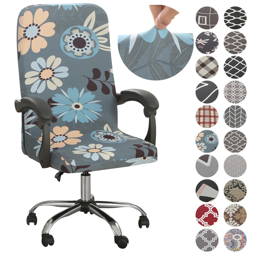 

Printed Elastic Chair Covers Anti-dirty Rotating Stretch Office Computer Desk Seat Chair Cover Removable Slipcovers M/L