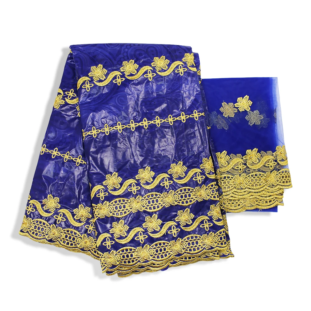 2020 Высокое качество Новый стиль Bazin Riche Brode с 2 ярдов Сетчатое кружево бисером