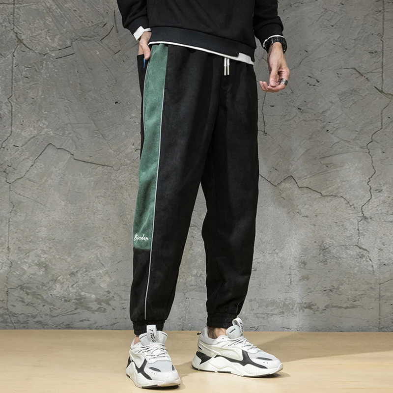 

Fashion Streetwear Men Jeans High Quality Loose Fit Fleece Casual Spliced Cargo Pants Vintage Designer Hip Hop Jogger Sweatpants