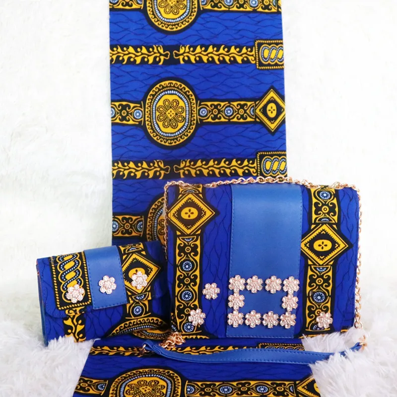 Высококачественная элегантная восковая женская сумка мессенджер и 6 ярдов