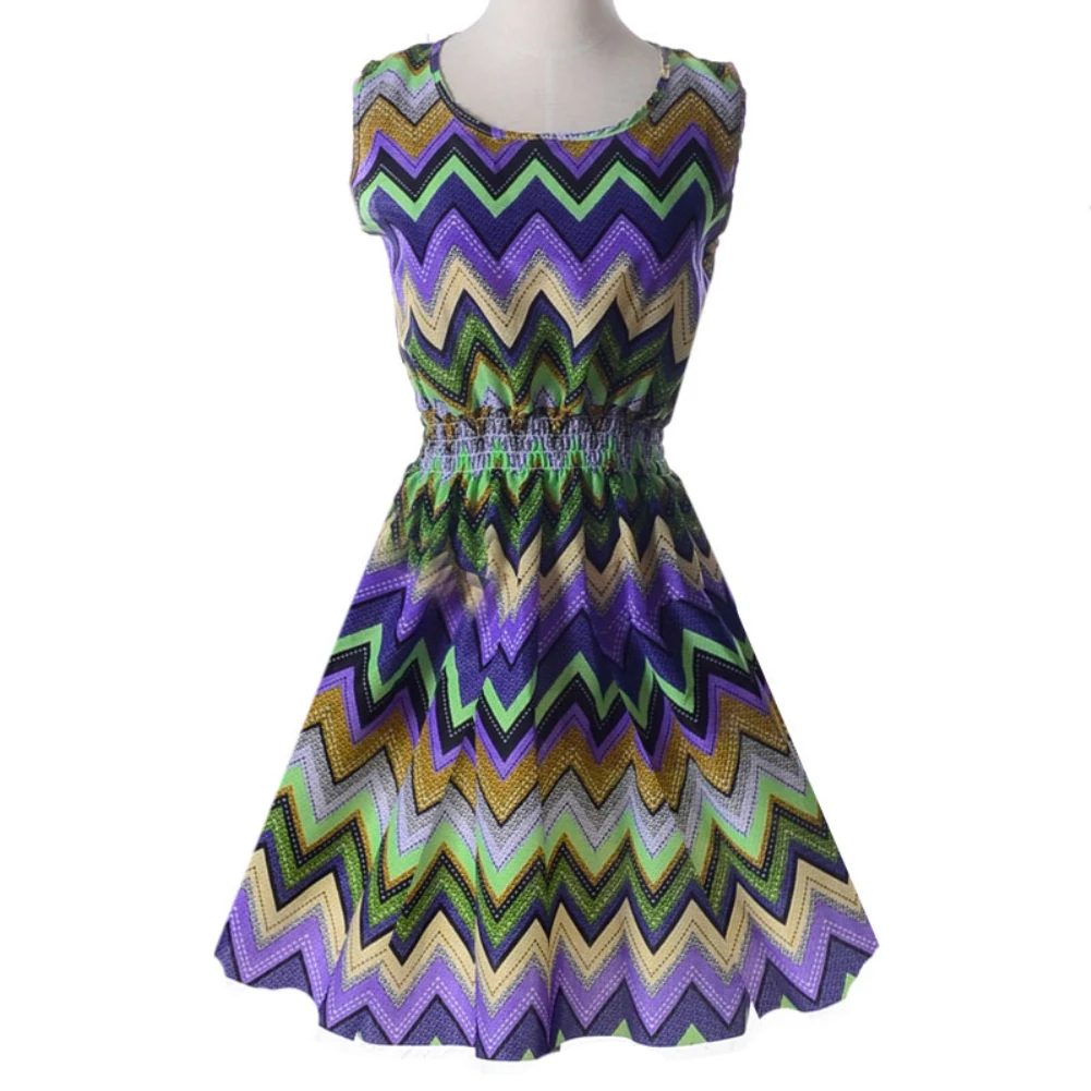 Модный летний пляжный Шифоновый Сарафан без рукавов с цветочным принтом и