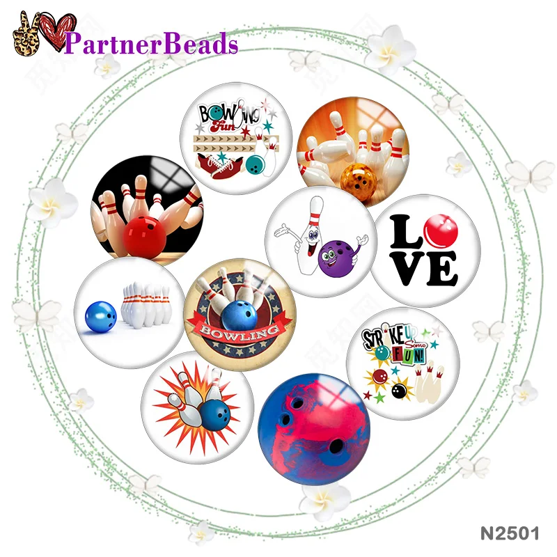 

I Love bowling 12mm//18mm/20mm/25mm Round photo glass cabochon demo flat back Making findings PartnerBeads N2501