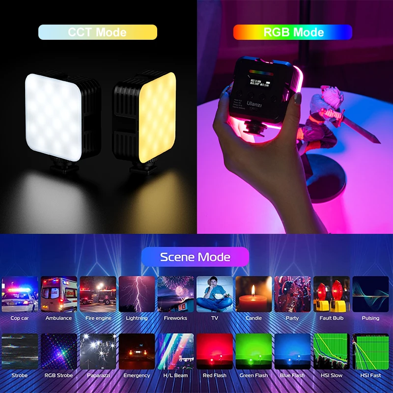 Ulanzi VL61 RGB полный Цвет Спортивная мини видеокамера на светильник Портативный Vlog