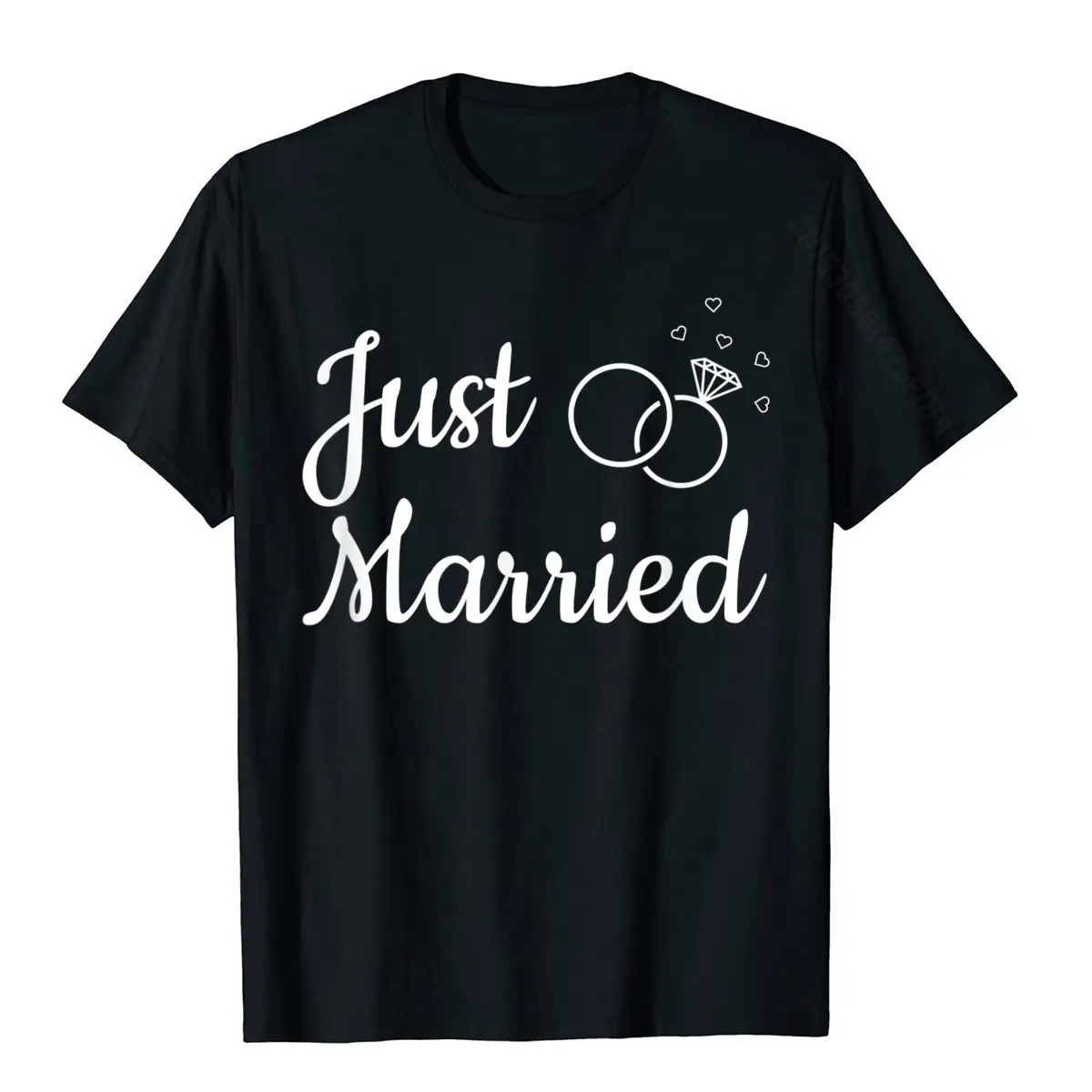 Just Married Newlywed Couple Matching Honeymoon T-Shirt Tops Tees Popular Slim Fit Cotton Mens Tshirts Slim Fit