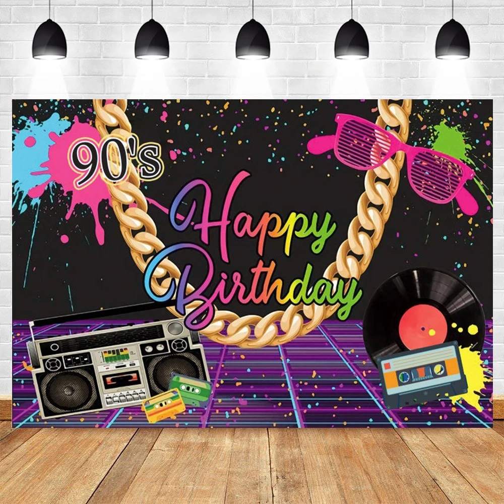 

Graffiti Music 90th Party Decorations Background Back to The 90's Backdrops for Parties Hip Hop Birthday Banner Photo Booth Prop